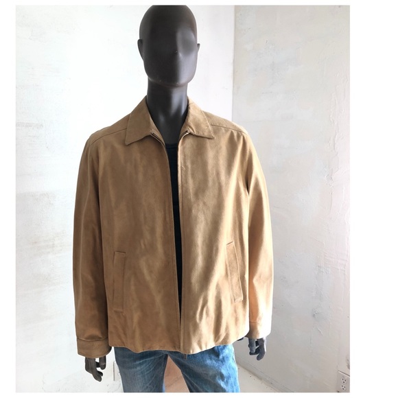 Cole Haan Suede Mens Jacket Tan Large 